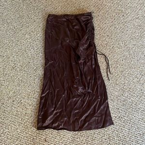 NWT | M | Zara Chocolate brown adjustable silk midi skirt